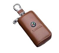 CHANGKAIFA Étui pour Clé de Voiture pour Alfa Romeo Mito 2016-2018, ÉTui de Protection pour Clef TéLéCommande Porte Cle Voiture en Cuir Pochette Hommes Femmes,Brown