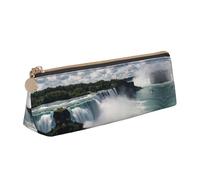 CHANGLEI American Falls Jolie trousse à crayons en cuir pour filles et garçons, trousse à crayons légère imprimée personnalisée, blanc, Taille unique, Organiseur de sac