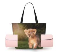 CHANGLEI Art Lion Sac de tapis de yoga pour femme avec impression intégrale, sac de gym léger en polyester, poche avant ouverte pour tapis de yoga, serviette