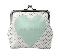 CHANGLEI Beautiful Heart Porte-monnaie à deux volets pour femme en cuir imprimé double face pour cartes, espèces, pièces de monnaie, fermeture sécurisée pour femmes ou filles