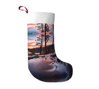 CHANGLEI Beautiful Lake Chaussettes de Noël en peluche ultra douce, imprimées des deux côtés, chaussettes festives à suspendre avec revers blanc pour cheminée, cheminée, décoration d'arbre de Noël