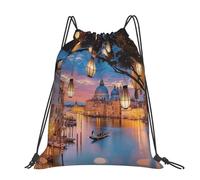 CHANGLEI Beautiful Places Grand sac à dos décontracté avec cordon de serrage imprimé en polyester résistant à l'eau, léger et durable, dos contrasté noir pour la gym, le yoga, les voyages