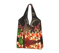 CHANGLEI Beauty Fish Sac de courses réutilisable pliable avec impression intégrale, imperméable, pochette de transport compacte, peut contenir 22,7 kg, respectueux de l'environnement, lavable en