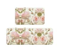CHANGLEI Beauty Roses Lot de 2 tapis de cuisine en velours cristal, doux, absorbants, antidérapants, résistants à l'eau (imprimé intégral)