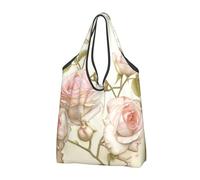 CHANGLEI Beauty Roses Sac de courses réutilisable pliable avec imprimé intégral Sac d'épicerie imperméable Pochette de transport compacte Capacité 22,7 kg Respectueux de l'environnement Lavable en