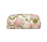 CHANGLEI Beauty Roses Trousse à crayons personnalisée en cuir pour filles et garçons, trousse à crayons légère imprimée, Argenté., Taille unique, Organiseur de sac