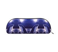 CHANGLEI Blue Marine Life Trousse de rangement en cuir avec imprimé léger pour fournitures de bureau et cosmétiques, doré, Taille unique, Organiseur de sac