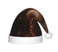 CHANGLEI Bonnet de Noël Galaxy Space Planet pour enfants avec imprimé intégral - Bonnet de Père Noël en peluche douce avec pompon pour enfants de 4 à 12 ans - Accessoire de fête de vacances