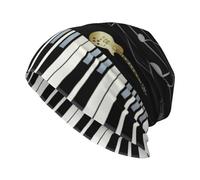 CHANGLEI Bonnet tricoté unisexe pour adulte en soie de lait imprimé double couche, doux pour la peau, respirant et extensible pour un confort tout au long de la journée, usage quotidien, noir