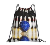 CHANGLEI Bowling Grand sac à dos décontracté avec cordon de serrage imprimé, polyester résistant à l'eau, léger et durable, dos contrasté noir pour la gym, le yoga, les voyages