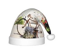 CHANGLEI Chapeau de Noël en pierre avec motif imprimé sur toute la surface - Bonnet de Père Noël en peluche douce avec pompon pour enfants de 4 à 12 ans - Accessoire de fête de vacances