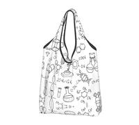 CHANGLEI Chemistry Print Sac de courses pliable réutilisable avec imprimé intégral Sac d'épicerie imperméable Pochette de transport compacte Capacité 22,7 kg Respectueux de l'environnement Lavable en