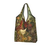 CHANGLEI Chickens And Farm Sac de courses réutilisable pliable avec impression intégrale, sac de transport compact, peut contenir 22,7 kg, respectueux de l'environnement, lavable en machine