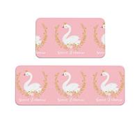 CHANGLEI Cute Swan Lot de 2 tapis de cuisine en velours cristal, doux, absorbants, antidérapants, résistants à l'eau (imprimé intégral)