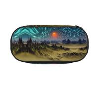 CHANGLEI Dream Space Star Trousse à crayons à double fermeture éclair avec 4 emplacements pour stylos et poche en maille imprimée légère et durable en polyester pour l'école, le bureau ou le