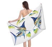 CHANGLEI Fish Art Serviette de bain en microfibre avec impression intégrale, super absorbante, séchage rapide, design double face pour bain, plage, piscine, voyage