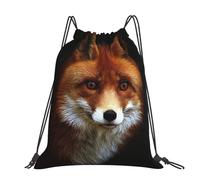 CHANGLEI Fox Grand sac à dos décontracté avec cordon de serrage imprimé, polyester résistant à l'eau, léger et durable, dos contrasté noir pour la gym, le yoga, les voyages