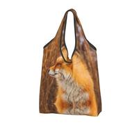 CHANGLEI Fox Sac de courses pliable réutilisable avec impression intégrale, imperméable, pochette de transport compacte, peut contenir 22,7 kg, respectueux de l'environnement, lavable en machine
