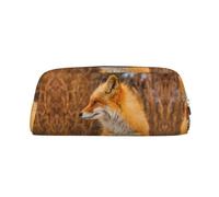 CHANGLEI Fox Trousse à crayons en cuir personnalisée pour filles et garçons, trousse à crayons légère imprimée, Argenté., Taille unique, Organiseur de sac