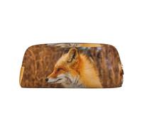 CHANGLEI Fox Trousse à crayons en cuir personnalisée pour filles et garçons, trousse à crayons légère imprimée, doré, Taille unique, Organiseur de sac