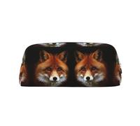 CHANGLEI Fox Trousse à crayons en cuir personnalisée pour filles et garçons, trousse à crayons légère imprimée, Argenté., Taille unique, Organiseur de sac
