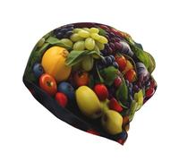 CHANGLEI Fresh Fruits Bonnet ou écharpe multifonction unisexe avec impression intégrale double couche, doux et respirant, pour le quotidien, le sport et les voyages, Noir , Taille unique