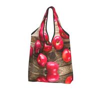 CHANGLEI Fruits On Wood Sac de courses pliable réutilisable avec imprimé intégral Sac d'épicerie étanche, pochette de transport compacte, peut contenir 22,7 kg, respectueux de l'environnement, lavable