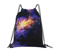 CHANGLEI Galaxy In The Universe Grand sac à dos décontracté avec cordon de serrage imprimé, polyester résistant à l'eau, léger et durable, dos contrasté noir pour la gym, le yoga, les voyages