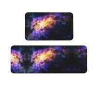 CHANGLEI Galaxy In The Universe Lot de 2 tapis de cuisine en velours cristal doux, absorbants, antidérapants, résistants à l'eau (imprimé intégral)