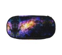 CHANGLEI Galaxy in The Universe Trousse à crayons à double fermeture éclair avec 4 emplacements pour stylos et poche en maille en polyester imprimé léger et durable pour l'école, le bureau ou le