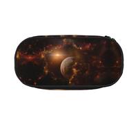 CHANGLEI Galaxy Space Planet Trousse à crayons à double fermeture éclair avec 4 emplacements pour stylos et poche en maille en polyester imprimé léger et durable pour l'école, le bureau ou le