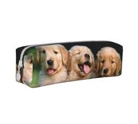 CHANGLEI Golden Retriever Trousse à crayons en cuir avec imprimé de chiens et chiots, blanc, Taille unique, Organiseur de sac