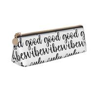 CHANGLEI Good Vibes Only - Trousse à crayons en cuir pour filles et garçons, avec imprimé personnalisé et léger, blanc, Taille unique, Organiseur de sac
