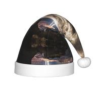 CHANGLEI Grand Canyon Dark Cloud Chapeau de Noël pour enfants avec imprimé intégral Bonnet de Père Noël en peluche douce avec pompon pour enfants de 4 à 12 ans, accessoire de fête de vacances