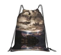 CHANGLEI Grand Canyon Dark Cloud Grand sac à dos décontracté avec cordon de serrage imprimé, polyester résistant à l'eau, léger et durable, dos contrasté noir pour la gym, le yoga, les voyages