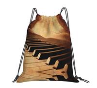 CHANGLEI Grand sac à dos décontracté avec cordon de serrage et imprimé en polyester résistant à l'eau, léger et durable, dos contrasté noir pour la gym, le yoga, les voyages