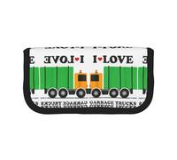 CHANGLEI Grande trousse à crayons en toile avec inscription « I Love Garbage Trucks » - Pour filles et garçons - Imprimée - Légère, Noir , Taille unique, Organiseur de sac