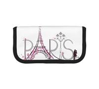 CHANGLEI Grande trousse à crayons en toile avec motif de Tour avec Paris - Motif floral - Pour filles et garçons - Personnalisable, Noir , Taille unique, Organiseur de sac