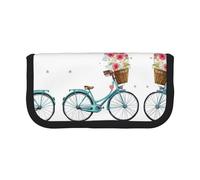 CHANGLEI Grande trousse à crayons en toile pour filles et garçons, motif bicyclette bleue, légère et imprimée, Noir , Taille unique, Organiseur de sac
