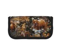 CHANGLEI Grande trousse à crayons en toile pour filles et garçons, motif cerf, ours de chasse, cerf, trousse à crayons légère et personnalisée, Noir , Taille unique, Organiseur de sac
