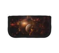CHANGLEI Grande trousse à crayons en toile pour filles et garçons, motif galaxie et planète, légère et personnalisée, Noir , Taille unique, Organiseur de sac