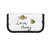 CHANGLEI Grande trousse à crayons en toile pour filles et garçons, motif Love Honey - Légère et personnalisée, Noir , Taille unique, Organiseur de sac