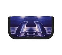 CHANGLEI Grande trousse à crayons en toile pour filles et garçons, motif vie marine bleue, légère, Noir , Taille unique, Organiseur de sac