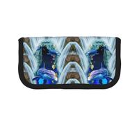 CHANGLEI Grande trousse à crayons en toile pour filles et garçons, motif vie marine bleue, légère, Noir , Taille unique, Organiseur de sac