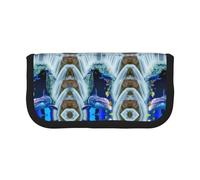 CHANGLEI Grande trousse à crayons en toile pour filles et garçons, motif vie marine bleue, légère, Noir , Taille unique, Organiseur de sac