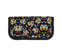 CHANGLEI Grande trousse à crayons en toile pour la sensibilisation à l'autisme - Motifs de cœurs - Pour filles et garçons, Noir , Taille unique, Organiseur de sac