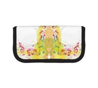 CHANGLEI Grande trousse à crayons en toile sur le thème de la musique abstraite pour filles et garçons, trousse à crayons légère imprimée personnalisée, Noir , Taille unique, Organiseur de sac