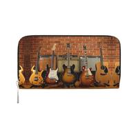 CHANGLEI Guitar Collection Portefeuille long en cuir synthétique avec fermeture éclair pour femme, sac à main multifonction avec poche pour pièces de monnaie, plusieurs emplacements pour cartes et