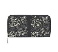 CHANGLEI I Know The Plans Have You Declares Lord Portefeuille long en cuir synthétique avec fermeture éclair autour du pourtour pour femme, sac à main multifonction avec poche pour pièces de monnaie