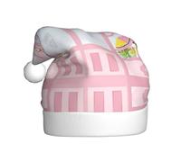 CHANGLEI Ice Cream Store Chapeau de Noël pour adulte avec pompon, imprimé sur toute la surface, chapeau de Père Noël festif pour fête de Noël, Nouvel An, polyester doux et moelleux